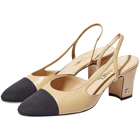 chanel sling shoes|chanel slingback beige and black.